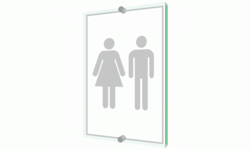 Male & Female Toilet sign - Clearview Printed onto 6mm Cast Acrylic With Green Edge, Comes Complete With X2 Stainless Steel Standoffs.