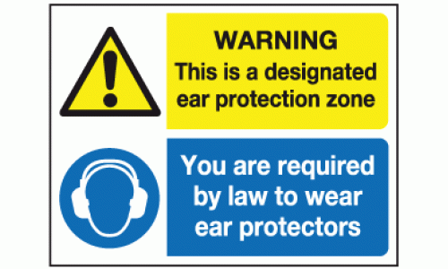 Warning this is a designated zone you are required by law to wear ear protectors