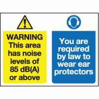 Warning this area may have noise levels between 85 dB(A) or above you are require by law to wear ear protectors