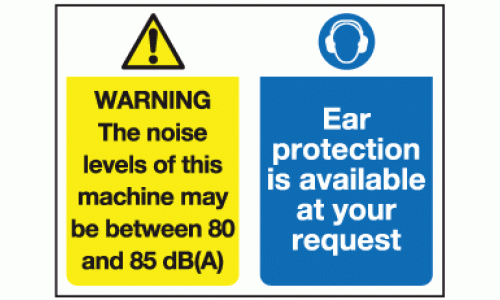 Warning the noise levels of this machine may be between 80 and 85 dB(A) ear protection is available at your request