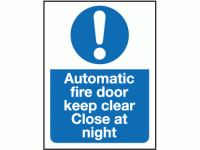 Automatic fire door keep clear close ...