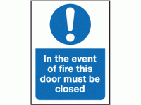 In the event of fire this door must b...