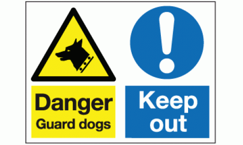 Danger guard dog keep out sign