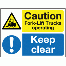 Caution fork-lift trucks operating keep clear sign