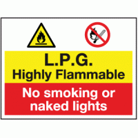 L.P.G. highly flammable no smoking or naked lights