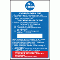 Hospital fire action sign 