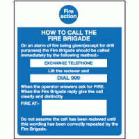 Fire action how to call the fire brigade sign