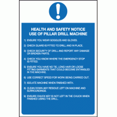 Health and safety notice use of pillar drill machine