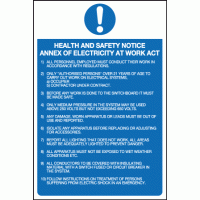 Health and safety notice annex of electricity at work act