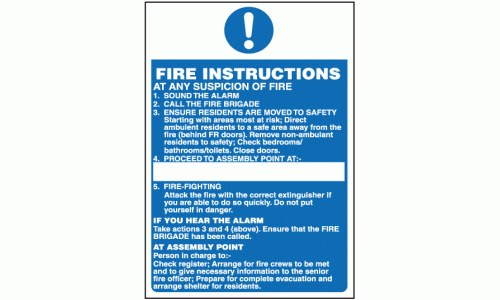 Residential Stayput Warden Flats Fire Action Notice Sign