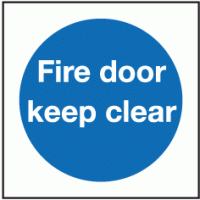 Fire door keep clear sign