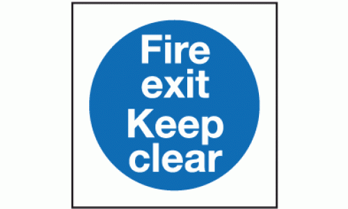 Fire exit keep clear sign