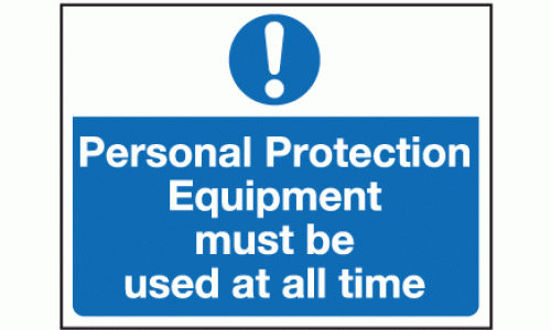 Personal protection equipment must be used at all times