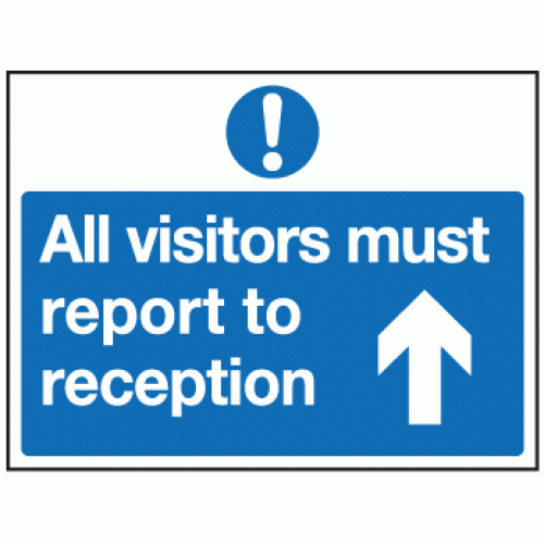 All visitors to Report to Reception- Plastic Sign Sticker All Sizes MISC126 