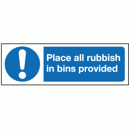 first aid PLACE ALL RUBBISH IN BINS PROVIDED health & safety Sticker Sign 