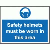 Safety helmets must be worn in this area sign