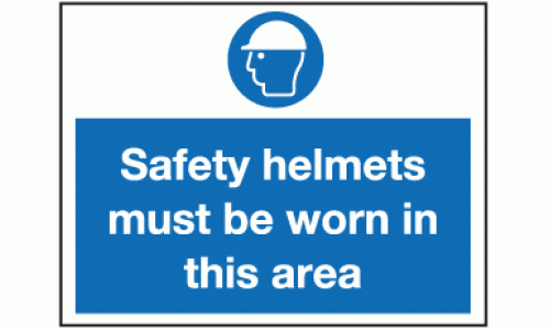 Safety helmets must be worn in this area sign