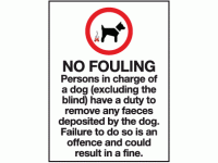 No fouling persons in charge of a dog...