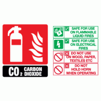 CO2 carbon dioxide fire extinguisher sign