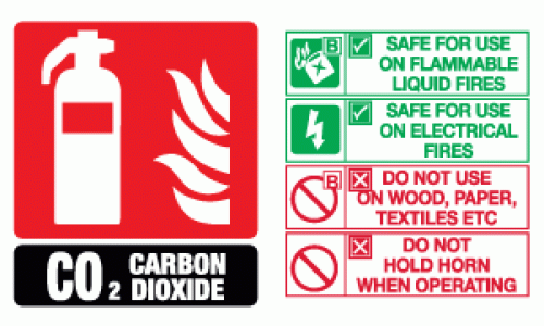 CO2 carbon dioxide fire extinguisher sign