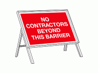 No contractors beyond this barrier sign