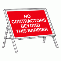 No contractors beyond this barrier sign
