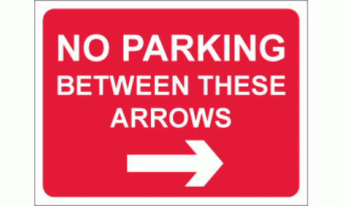 No parking between these arrows sign