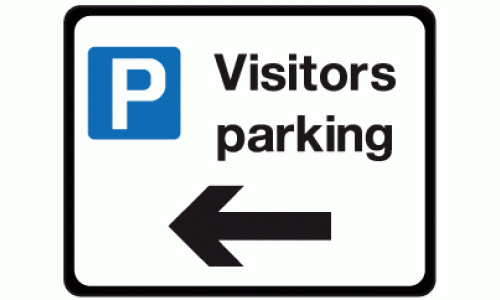 Visitors parking left sign