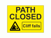 Path closed cliff fall safety sign