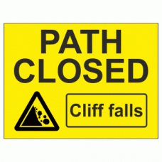 Path closed cliff fall safety sign