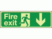Photoluminescent Fire exit down sign