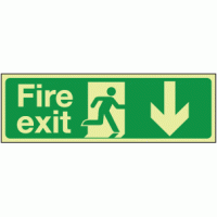 Photoluminescent Fire exit down sign