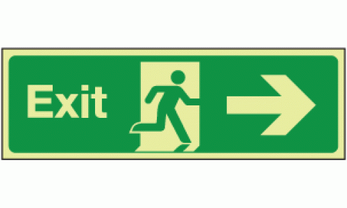 Photoluminescent Exit right sign