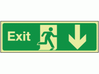 Photoluminescent Exit down sign