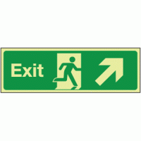Photoluminescent Exit diagonal up right sign