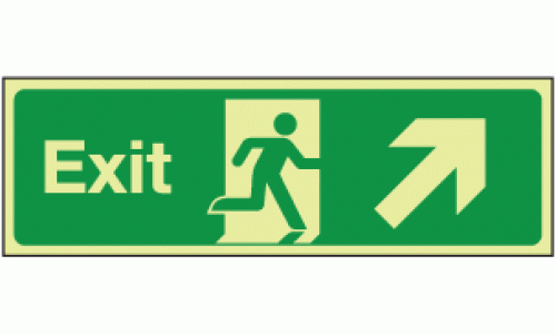 Self Adhesive Glow In The Dark Fire Exit Up Sign 300mm x 100mm