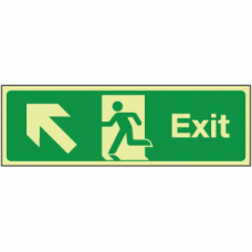 Photoluminescent Exit diagonal up left sign
