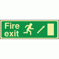 Photoluminescent Fire exit diagonal up right