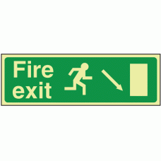 Photoluminescent Fire exit diagonal down right