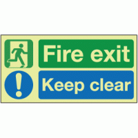 Photoluminescent Fire exit keep clear sign