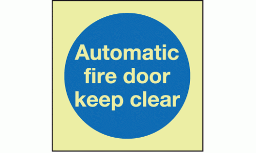 Photoluminescent Automatic fire door keep clear