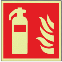 Photoluminescent Fire extinguisher symbol sign