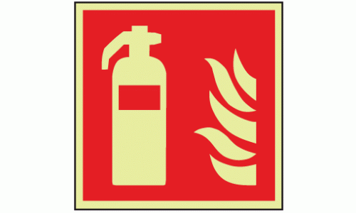 Photoluminescent Fire extinguisher symbol sign