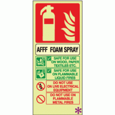 Photoluminescent AFFF Foam Spray extinguisher identification