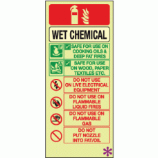Photoluminescent Wet Chemical extinguisher identification sign