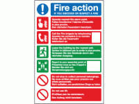 Fire action multi-lingual sign
