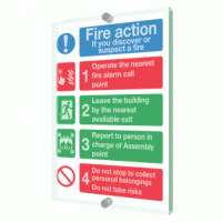 fire action Fire action if you discover or suspect a fire Sign 