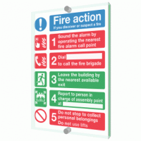 Fire action if you discover or suspect a fire Sign 