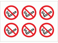 Prohibition No Smoking 6 UP Stickers