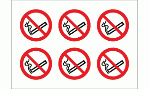 Prohibition No Smoking 6 UP Stickers